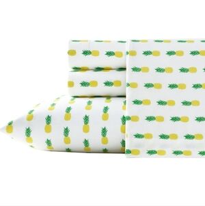 Tropical Pineapple Print Bedding Set - Yellow and Green